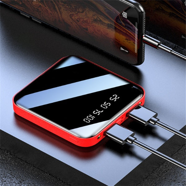 Mini Power Bank 20000 MAh Portable Mirror Digital Display Power Bank