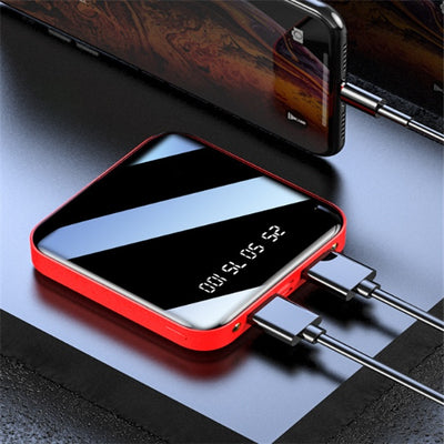 Mini Power Bank 20000 MAh Portable Mirror Digital Display Power Bank